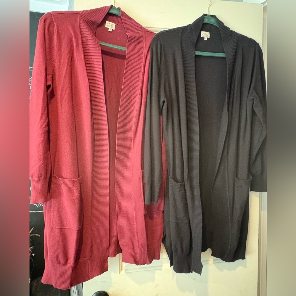 Cielo Women's Cardigan Set - Burgundy and Black